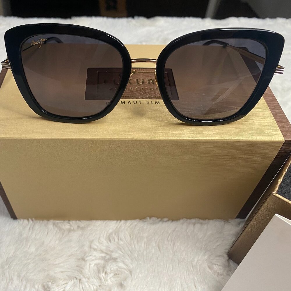 Maui Jim Luxury Collection Violet Lake Sunglasses in Black and Gold